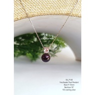 [SN_P148] Necklace With Black Real Pearl Pendant 9-10mm Cute Design