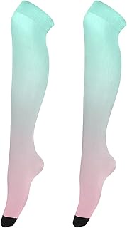 Stockings for Women Thigh High Pink Green Gradient over Knee Socks Stockings Femboy Leg Warmers Sock