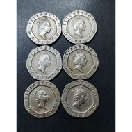 UK Queen Elizabeth II 20 Pence 1987 -1997 ( 6 Coins )