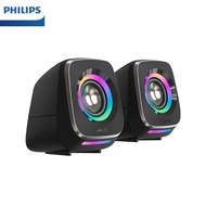 Philips | Philips SPA710 Speakers Dynamic Bass 57mm Drivers Dual Radiators 3.5mm AUX RGB Light Gamei