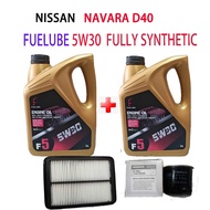 NISSAN NAVARA D40  OIL FILTER + AIR FILTER + 2can FUELUBE 5W30 FULLY SYNTHETIC ENGINE  OIL