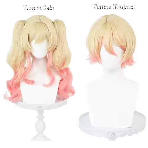 High Quality Tenma Saki Tenma Tsukasa Cosplay Wig Double Color Ponytails Anime Wigs Heat Resistant S