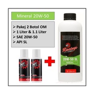 NT10 Racing+ Motorcycle Engine Oil Mineral 20W-50 1.0 Liter【1 x Engine Oil & 2 x OM Bundle】And Decar