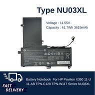 (ส่งด่วน รับประกัน 1 ปี)HP แบตเตอรี่ Battery HP Pavilion X360 11-U 11-AB TPN-C128 TPN-W117 NU03XL เก