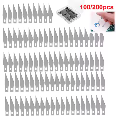 200/100pcs Exacto Knife Blades Sharp Hobby Knife Blades High Carbon Steel Craft Knife Blade Replacem