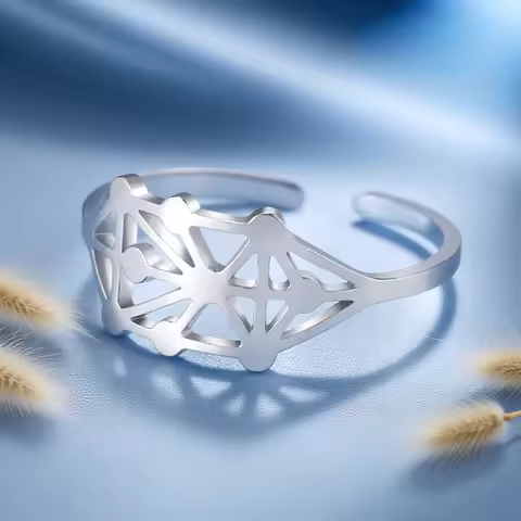 Dawapara Kabbalah Tree of Life Women Ring Adjustable Sephiroth Symbol Solomon Protection Amulet Stai