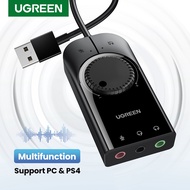 UGREEN USB Sound Card 3.5mm USB Adapter USB to Earphone Headphone