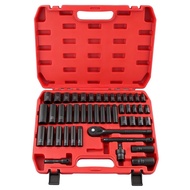【PEAT】46pcs 3/8 Inch Chrome Vanadium Deep Shallow Sockets Set