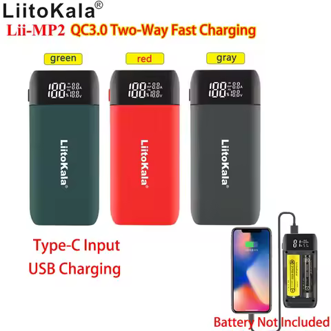 LiitoKala Lii-MP2 21700/18650 Battery Mobile Power QC3.0 Fast Charge Type-C Input USB Charging
