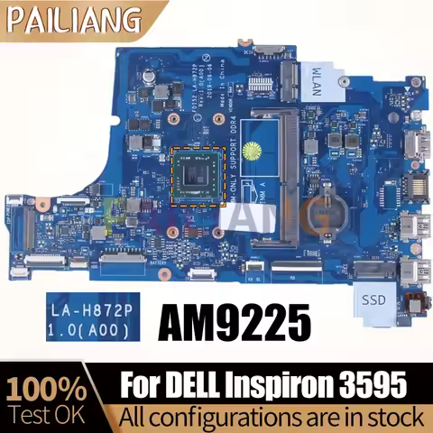 DELL Inspiron 15 Motherboard For DELL Inspiron 15 3595 Notebook Mainboard LA-H872P CN-0H6N8T 0H6N8T 