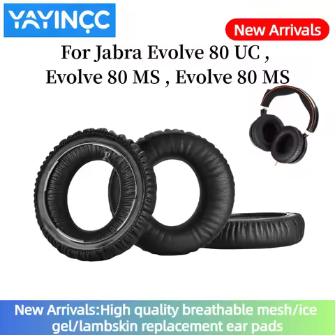 YAYINCC Soft Foam Protein Leather Ear Pads Compatible For Jabra Evolve 80 UC Evolve 80 MS, Evolve 80