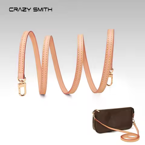 CRAZYSMITH Bag Strap for LV Pochette Acceessories Bags 100% Genuine Leather Shoulder Straps Handbag 