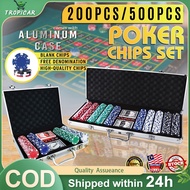 【TC】TEXAS HOLD'EM POKER SET Blackjack Mat 500 Poker Chips Set Casino Poker Card Games
