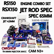 COMBO RS150 RSX150 RACING ENGINE COMBO SET JET ROD SPEC 65MM HEAD 22/25 CNC COMBO JET ROD COMPLETE S