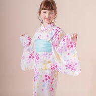 日本 Catherine Cottage - 夢幻2way純棉兵兒帶浴衣(可當洋裝)-紫陽花與蝶-粉黃