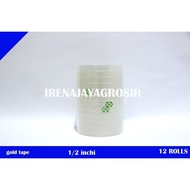 GOLD TAPE isolasi / lakban / selotip bening lebar 1/2 inchi isi 12