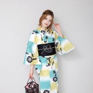 日本 和服 日本染色 梭織 女性 浴衣 腰封 2件組 F x71-b3 yukata