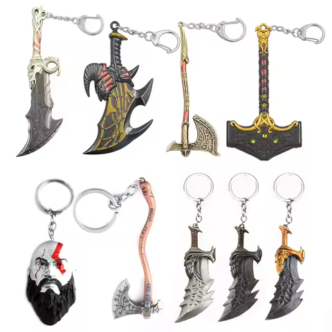 New God of War 5 Ragnarok Keychain Thor's Hammer Mjolnir Key Chain Levitan's Axe Keyring Blades of E
