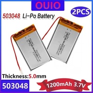 2Pcs 3 0F 503048 Rechargeable Battery 3.7V 053048 1200Mah Lithium Polymer For Mp3 Mp4 Bluetooth