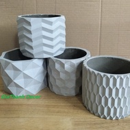 Set of 2 cement plant pots for ornamental plants to decorate office desks Tree cementpots, CONCRETE 