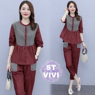 BAJU SETELAN WANITA / SET CELANA KOMBI KOTAK / ST VIVI - dr/ FEMINIM