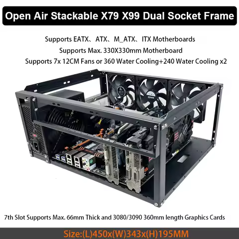 DIY Computer Case PC Frame Stackable Rack Open Air Case Supports ATX ITX Micro-ATX E-ATX X79 X99 Mot