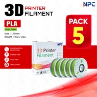 (แพ็ค5)เส้นพลาสติก 3D Filament/PLA/Bright Green/3D PLA/Filament for 3D Printer 1.75 mm เครื่องปริ้น 