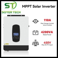 Solar Inverter Mppt 4.2KVA, 3.2KVA PV 55V-450V Hybrid Inverter Built-in 110AMPPT Battery Supports 2 