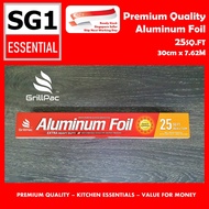GRILLPAC HEAVY DUTY ALUMINIUM FOIL / BBQ / GRILLING / ROASTING FOIL LINER 30CM X 7.62M 25SQFT $4.9