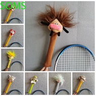 SOMS Cartoon Badminton Racket Protector, Non Slip Animal Badminton Racket Handle Cover, Elastic Drawstring Cute Badminton Racket Grip Cover Badminton Decorative