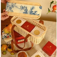 High quality rattan leather strap lattice box 29x12x12