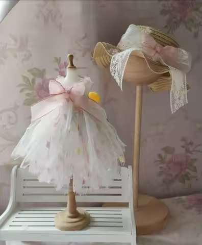 Original Blythe Colorful Tassel Mesh Dress 2pcs Dress+Hat 1/6 30cm(Fit for azone,Pullip,Ob22/24/26, 