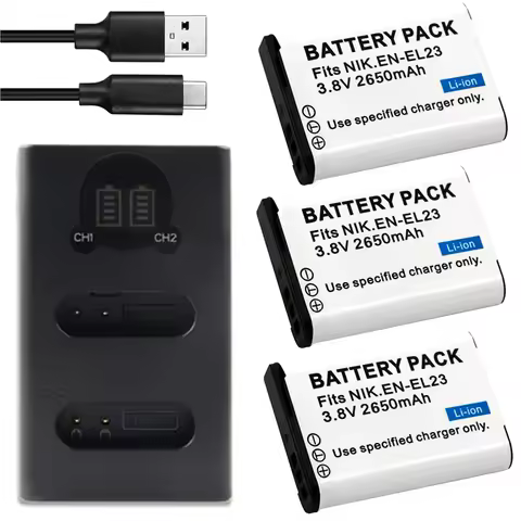 2650mah EN-EL23 ENEL23 EN EL23 battery + Dual slot Charger For Nikon Coolpix B700 P600 P610 P610S P9