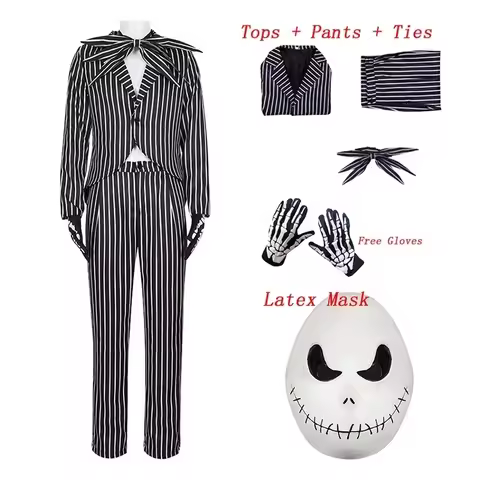 ♥ 2026 New Skellington Cosplay Costume for Adult The Nightmare Before Christmas Jack Uniform Clothes