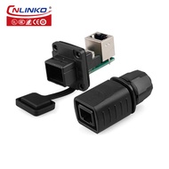 Lingke RJ45 Connector with PCB Dual Network Socket Application for LED Computer RJ45 Waterproof Conn