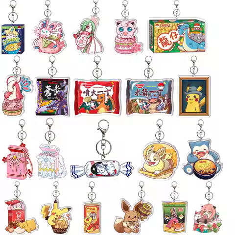 DIY Pokemon Eevee Slowpoke Charizard Blastoise Snack Packaging Acrylic Keychain Anime Peripherals Ho