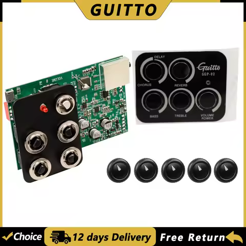 GUITTO GGP-02 Guitar Pickup Preamp Piezo Pickup Reverb Delay Chorus Acoustic Guitar Pickups for 36-4