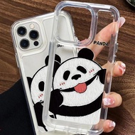 Cute Panda Pattern Soft TPU Phone Case Shockproof Compatible for IPhone 14 13 12 11 Pro Max X XR XS Max 6 14 6S 7 8 Plus