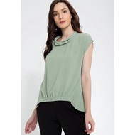 Badomoda LATRICE Cowl Neck Continuous Sleeve Top with Front Garter Detail