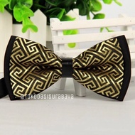 Bow tie, bow tie, adult ribbon tie, imported gold, black, gold, black motif