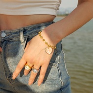 แหวนทองคำแท่งแบนยาว Resin bening แบนสีทองทันสมัยเครื่องประดับเก๋ไก๋สไตล์ฝรั่งเศสสำหรับผู้หญิง