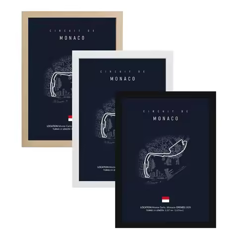 21x30 Black Photo Frame Plus F1 Track Canvas Painting Formula One Wall Art Can Be Placed on The Tabl