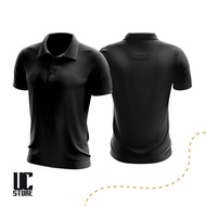 Black Polo Microfiber Plain Jersey Collar Tshirt | Jersi Tshirt Microfiber Kolar Kosong Hitam (UNISEX)