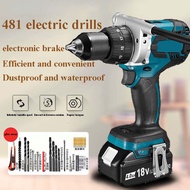 【100% Authentic】Makita DDF481 Hand drill lithium electric driver Impact drill  Universal  power tool 18V battery for concrete drilling