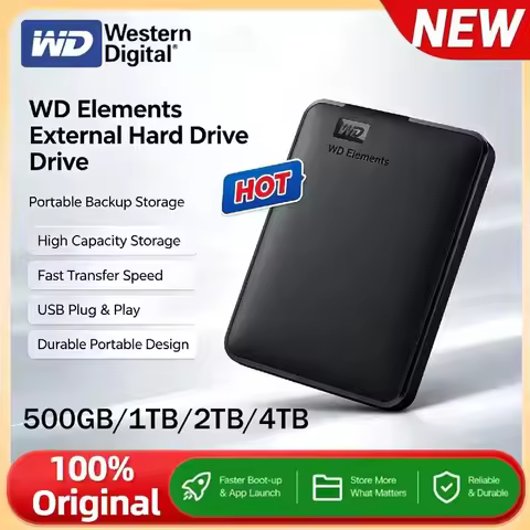 Western Digital WD Elements Portable External Hard Drive 1TB 2TB USB 3.0 Mobile Hard Disk Storage Dr