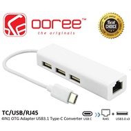 4 IN 1 OTG ADAPTER USB 3.1 TYPE-C CONVERTER TO RJ45 LAN PORT+USB HUB2.0*3 100CM - TC/USB/RJ45