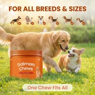 Dog Salmon Oil Chews 120ct Skin Coat Health Itch Relief Omega 3 Fish Oil Supplement for Dogs Skin He