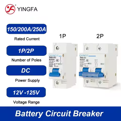 1P 2P DC 150A 250A Battery Circuit Breaker For Solar System / Overload Protection Switch For 4.2kw 6