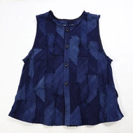 日本直送🇯🇵日本製儀右エ門久留米絣漸層靛藍織無袖襯衫背心