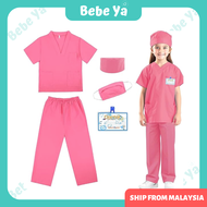 Doctor Costume Kids - Pretend Play Surgical Scrub Doctor Surgeon Uniform Nurse Cosplay Baju Doktor B